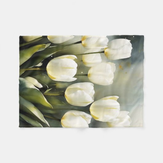 Elegante bos witte tulpen in een serene tuin fleece deken (Voorkant (Horizontaal))
