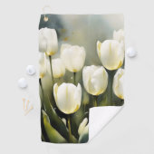 Elegante bos witte tulpen in een serene tuin golfhanddoek (Insitu)
