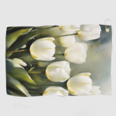 Elegante bos witte tulpen in een serene tuin golfhanddoek (Horizontaal)