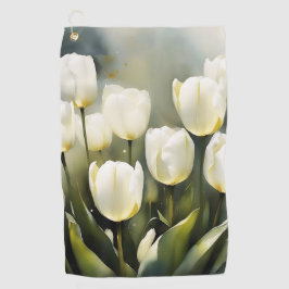 Elegante bos witte tulpen in een serene tuin golfhanddoek