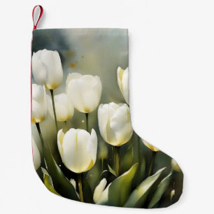 Elegante bos witte tulpen in een serene tuin kleine kerstsok