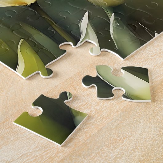 Elegante bos witte tulpen in een serene tuin legpuzzel (Zijkant)