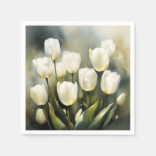 Elegante bos witte tulpen in een serene tuin servet (Voorkant)