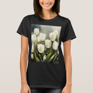 Elegante bos witte tulpen in een serene tuin t-shirt