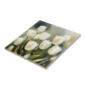 Elegante bos witte tulpen in een serene tuin tegeltje (Zijkant)