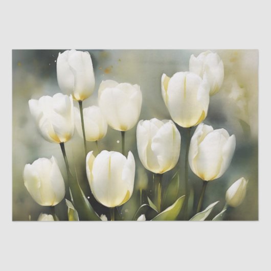 Elegante bos witte tulpen in een serene tuin tissuepapier (Voorkant)