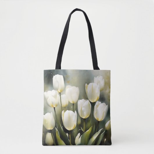 Elegante bos witte tulpen in een serene tuin tote bag (Voorkant)
