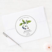 Elegante bosbes op witte jam pot ronde sticker (Envelop)