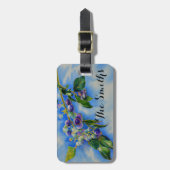 Elegante bosbessen waterverf schilderij bagagelabel (Voorkant verticaal)