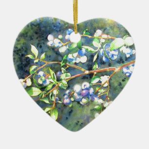 Elegante bosbessen waterverf schilderij keramisch ornament