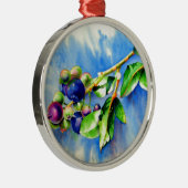 Elegante bosbessen waterverf schilderij metalen ornament (Rechts)