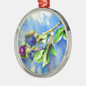 Elegante bosbessen waterverf schilderij metalen ornament (Links)