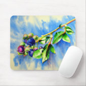 Elegante bosbessen waterverf schilderij muismat (Met muis)