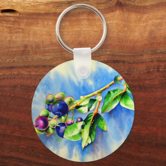 Elegante bosbessen waterverf schilderij sleutelhanger (Voorkant)