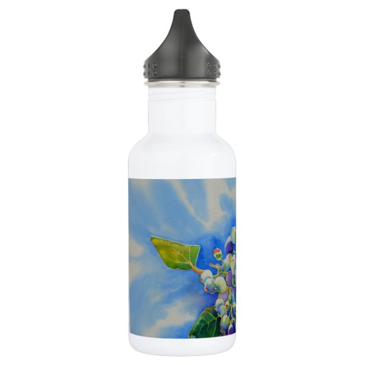 Elegante bosbessen waterverf schilderij waterfles  (Links)