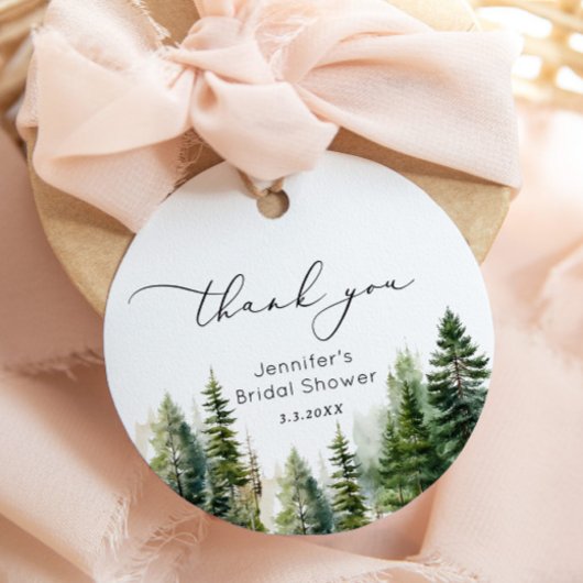 Elegante bosdennen bruid bedankt bedankjes labels