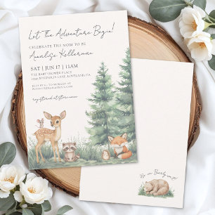 Elegante Bosdieren Avontuur Baby Shower Kaart