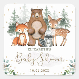 Elegante bosdieren Bos groen goud Vierkante Sticker