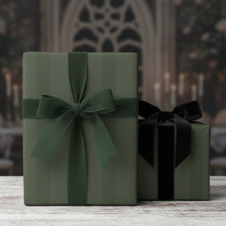 Elegante bosgroene dikke strepen op groene achterg cadeaupapier
