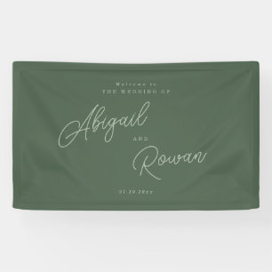Elegante bosgroene huwelijks-welkomstbanner spandoek