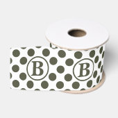 Elegante bosgroene polka stip monogram grosgrain lint (Spoel)