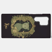 Elegante boskat met aangepaste naam samsung galaxy hoesje (Achterkant horizontaal)