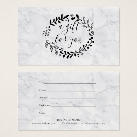 Elegante boskrans marmeren cadeaubon visitekaartje (Voorkant /achterkant)