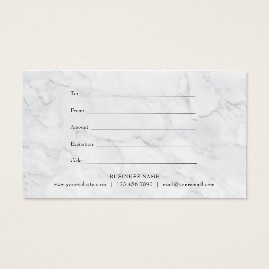 Elegante boskrans marmeren cadeaubon visitekaartje (Achterkant)