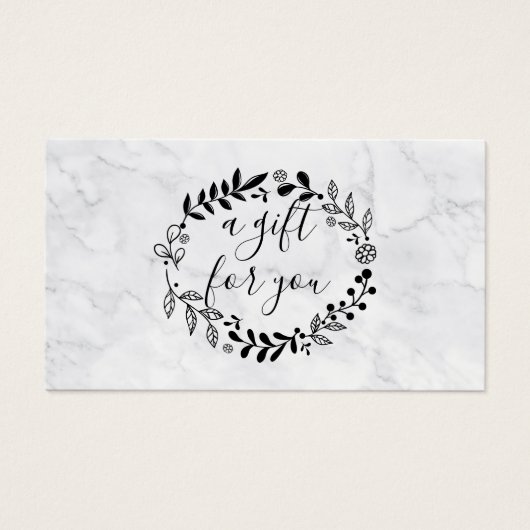 Elegante boskrans marmeren cadeaubon visitekaartje (Voorkant)