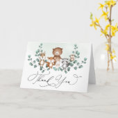 Elegante bosrijke groen baby dieren dank u kaart (Gele Bloem)