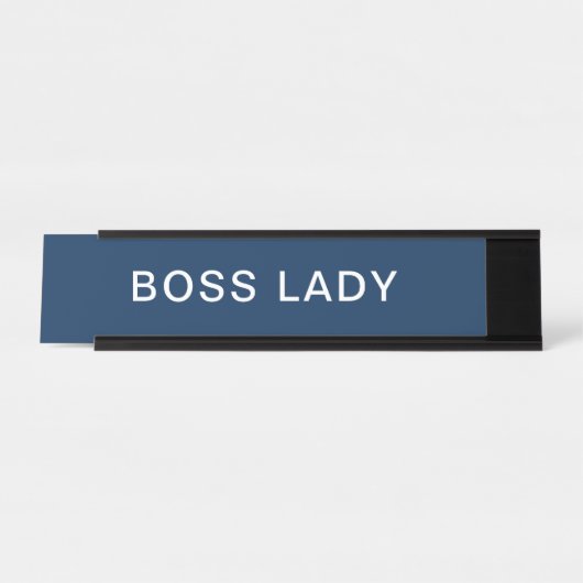 Elegante Boss Lady in Navy Blue Bureau Naambordje (Voorkant)