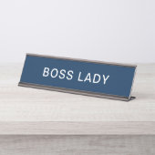 Elegante Boss Lady in Navy Blue Bureau Naambordje (Voorkant)