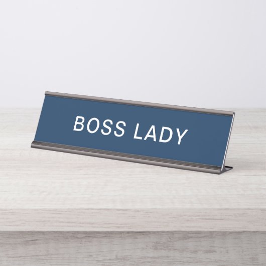 Elegante Boss Lady in Navy Blue Bureau Naambordje (Voorkant)