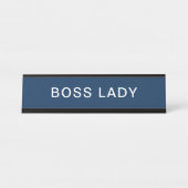 Elegante Boss Lady in Navy Blue Bureau Naambordje (Voorkant)