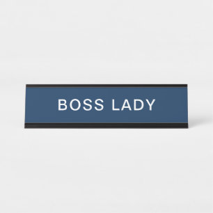 Elegante Boss Lady in Navy Blue Bureau Naambordje