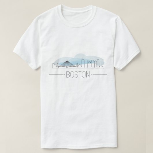 Elegante Boston City Line Art, moderne stedelijke  T-shirt (Design voorkant)