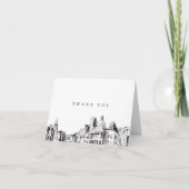 Elegante Boston City Sketch bedankje Bedankkaart (Voorkant)