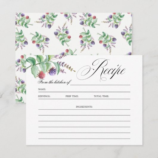 Elegante Botanic Bessen Bruiloft Recept Kaart (Voorkant / Achterkant)
