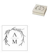 Elegante Botanica Krans Bruiloft Initialen Rubberstempel (Gestempeld)