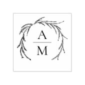 Elegante Botanica Krans Bruiloft Initialen Rubberstempel (Afrduk)