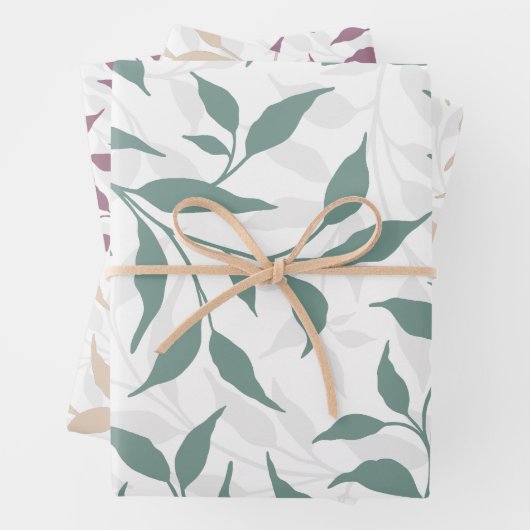 Elegante Botanical Leaf Dance Foliage HD 3 kleuren Inpakpapier Vel (In situ)