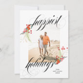 Elegante Botanicals Merriest Christmas One Foto Feestdagenkaart (Voorkant)