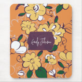 Elegante botanische aangepaste naam oranje witte b muismat (Voorkant)