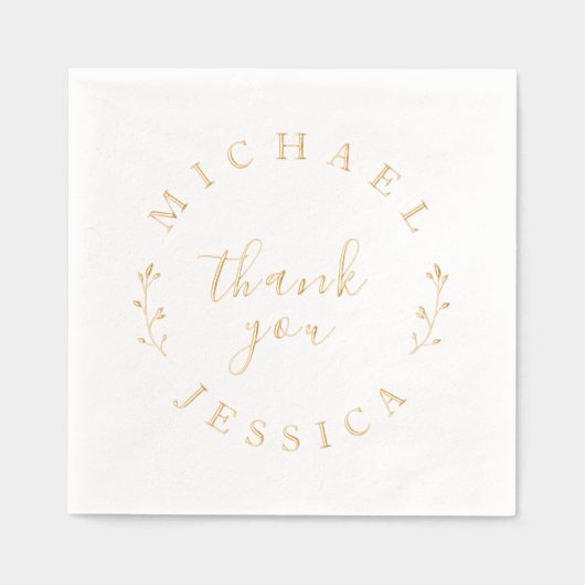 Elegante botanische aangepaste namen Bedankt bruil Folie Servetten (Voorkant)