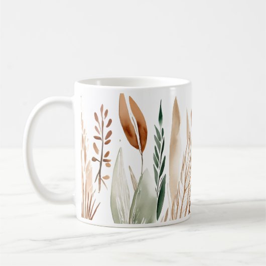 Elegante botanische aardetinten Boho Koffiemok (Links)