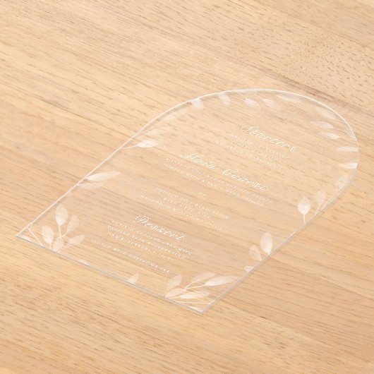 Elegante botanische acryl bruiloft receptie menu acryl uitnodigingen (Laagn)