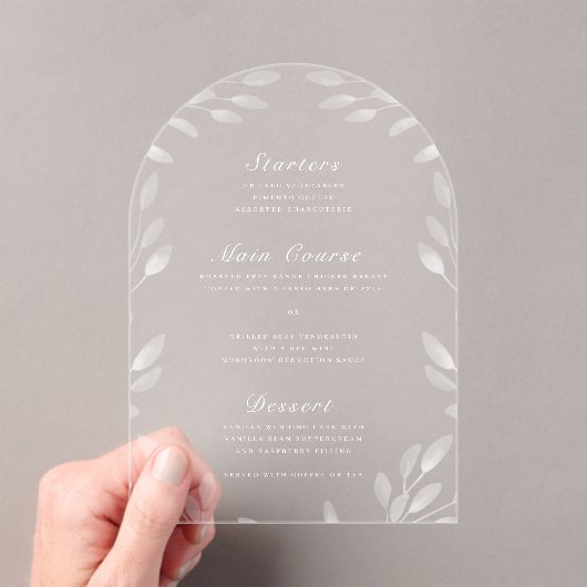 Elegante botanische acryl bruiloft receptie menu acryl uitnodigingen (Insitu (Draagbaar))