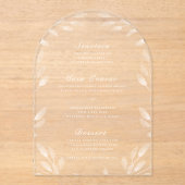 Elegante botanische acryl bruiloft receptie menu acryl uitnodigingen (Voorkant)