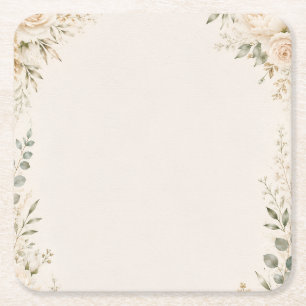Elegante botanische afbeelding op vintage handgesc kartonnen onderzetters