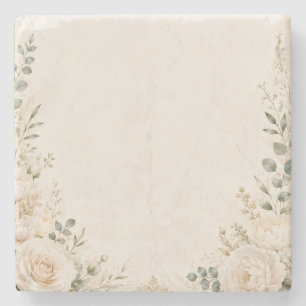 Elegante botanische afbeelding op vintage handgesc stenen onderzetter